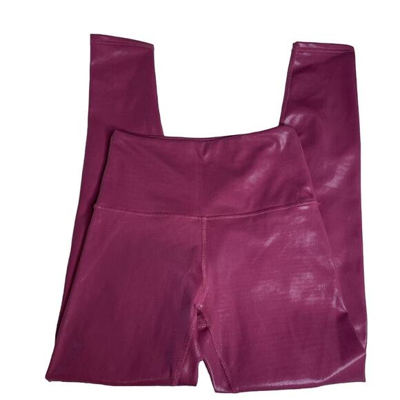 UNBRANDED Metallic Hot‎ Pink Leggings High Rise Small Full Length - Picture 2 of 4